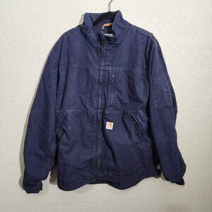 Carhartt Full Swing FR Work Jacket Navy Large Cotton Blue
